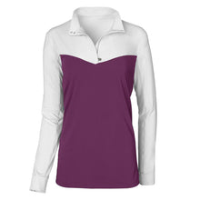 Load image into Gallery viewer, Dapplebay Lady 1/4 Zip Show Top-White/Plum