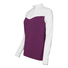 Load image into Gallery viewer, Dapplebay Lady 1/4 Zip Show Top-White/Plum