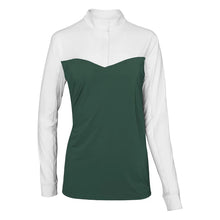 Load image into Gallery viewer, Dapplebay Lady 1/4 Zip Show Top-White/Evergreen