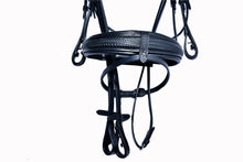 Load image into Gallery viewer, Bridleberry #53 EXTRA PADDED FULL GRAIN LEATHER SNAFFLE BRIDLE W/ TEXTURED LEATHER NOSEBAND & ENGLISH LEATHER REINS