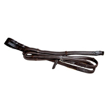 Load image into Gallery viewer, Lumiere PADDED NAPPA LEATHER REINS (FLAT) - BLACK OR  BROWN (SILVER FITTINGS)