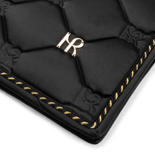 Load image into Gallery viewer, Mrs. Ros CHARMER DRESSAGE SADDLE PAD - PHANTOM BLACK &amp; GOLD
