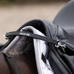 QHP Leather Grab Strap with Text