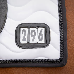 QHP Numbered Dressage Saddle Pad ~ White with Black Trim