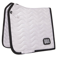 Load image into Gallery viewer, QHP Numbered Dressage Saddle Pad ~ White with Black Trim
