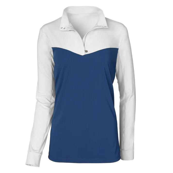 Dapplebay Lady 1/4 Zip Show Top-White/Navy