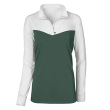 Load image into Gallery viewer, Dapplebay Lady 1/4 Zip Show Top-White/Evergreen
