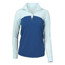 Load image into Gallery viewer, Dapplebay Lady 1/4 Zip Riding Top-Light Blue/Navy LS
