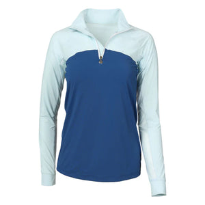Dapplebay Lady 1/4 Zip Riding Top-Light Blue/Navy LS