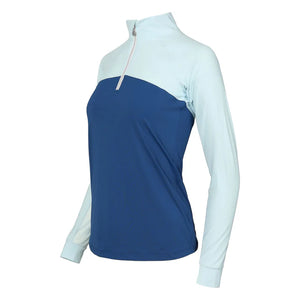 Dapplebay Lady 1/4 Zip Riding Top-Light Blue/Navy LS