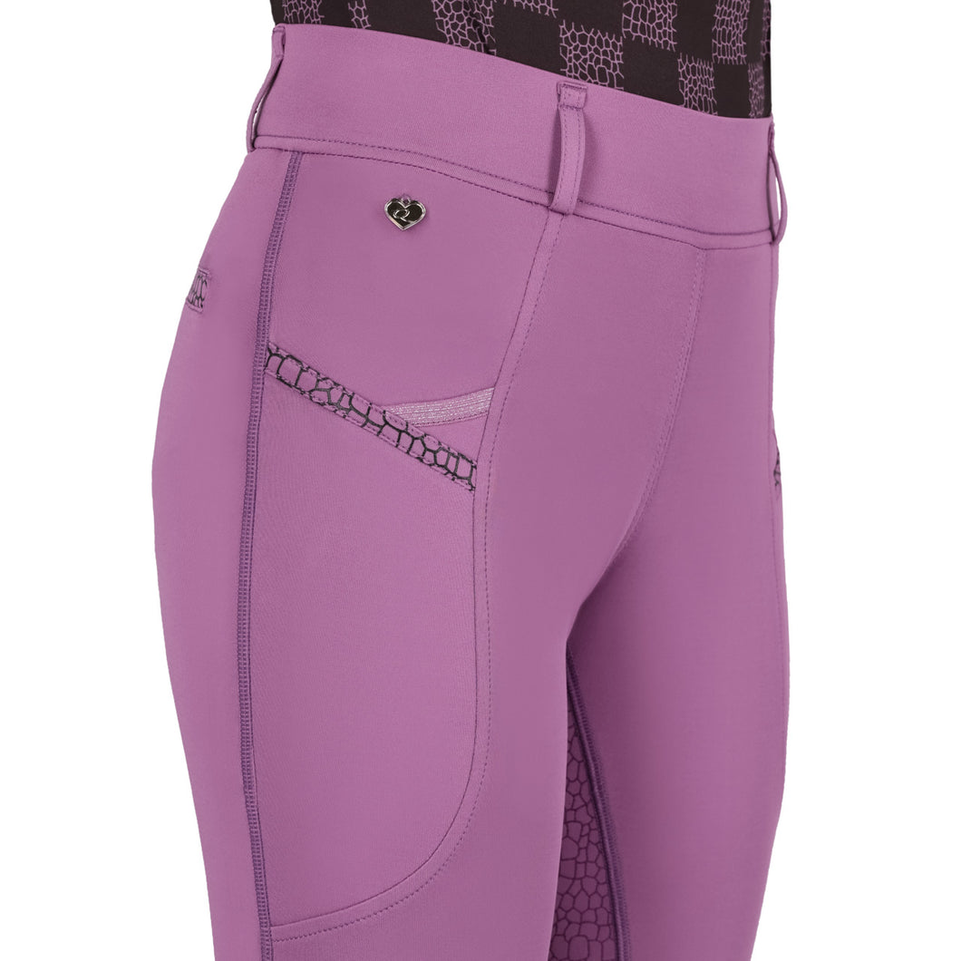 QHP Lize Junior Riding Tight Full Grip (Violet)