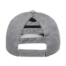 Load image into Gallery viewer, Barn Hair High Bun Ponytail Ball Cap Hat Grey
