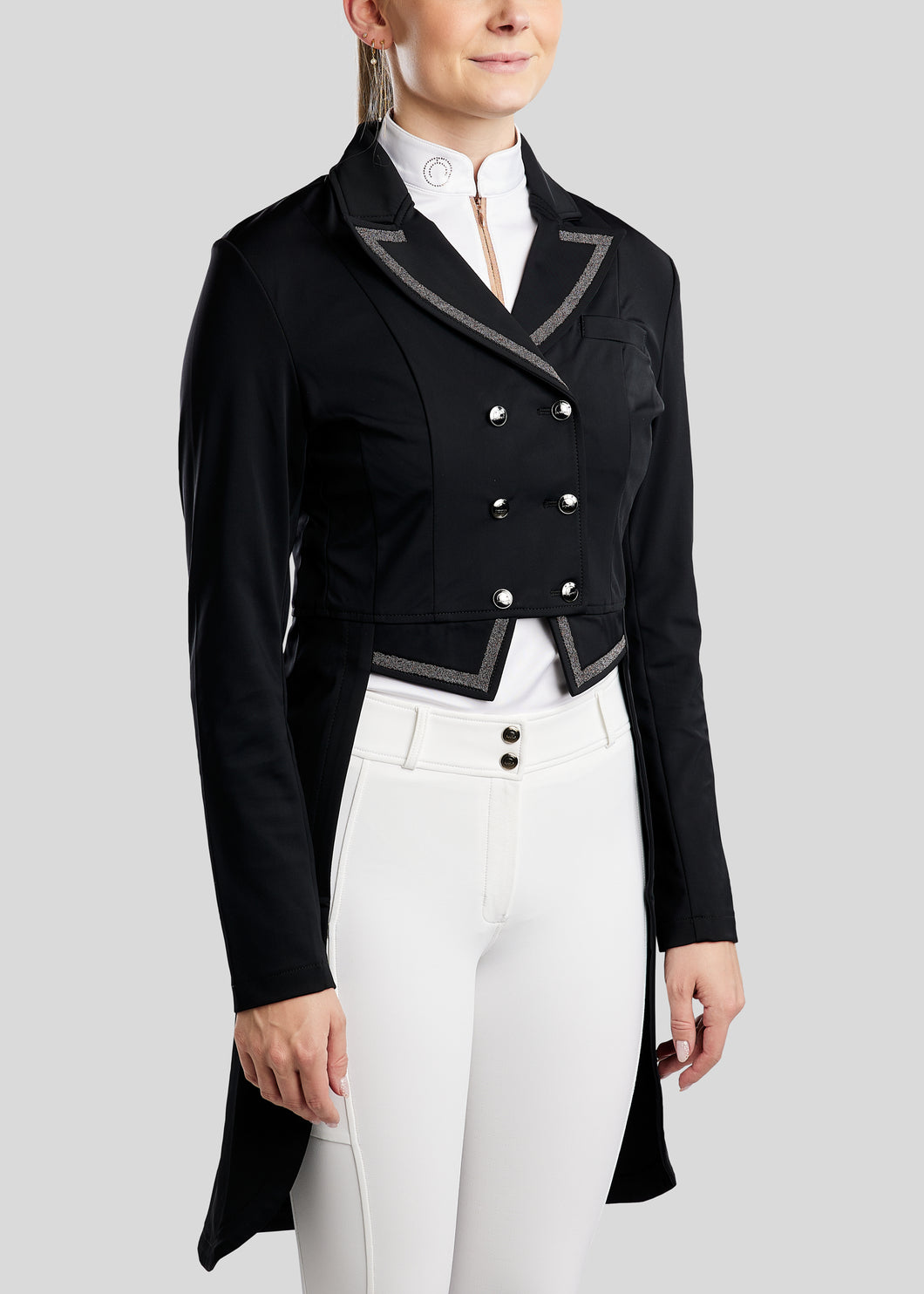 Montar-MoGloria Long Tailcoat w Gun Metal Caviar Tape - Black