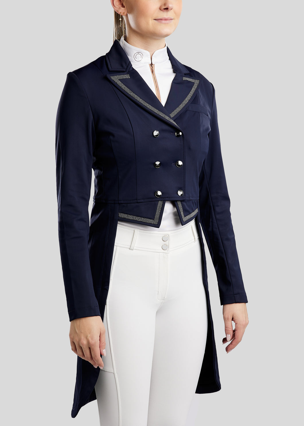 Montar- MoGloria Long Tailcoat w. Gun Metal Caviar Tape - Navy