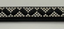 Load image into Gallery viewer, Bridleberry #103 LEATHER BROWBAND IN CRYSTAL &amp; BLACK RECTANGLE DESIGN
