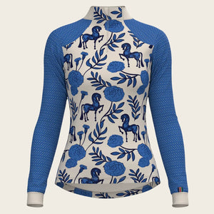 Espoir Peony in Blue On White Sport Sun Shirt