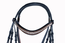 Load image into Gallery viewer, Bridleberry #52 EXTRA PADDED FULL GRAIN LEATHER TWO TONE TEXTURED BRIDLE W/ ENGLISH LEATHER REINS
