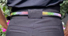 Load image into Gallery viewer, Bridleberry WOMEN'S BLACK PATENT LEATHER BELT W/RAINBOW CRYSTAL DESIGN
