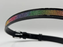 Load image into Gallery viewer, Bridleberry WOMEN'S BLACK PATENT LEATHER BELT W/RAINBOW CRYSTAL DESIGN
