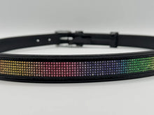 Load image into Gallery viewer, Bridleberry WOMEN'S BLACK PATENT LEATHER BELT W/RAINBOW CRYSTAL DESIGN
