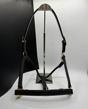 Load image into Gallery viewer, Bridleberry #6 TRIPLE STITCHED BROWN LEATHER HALTER W/BRASS, ADJUSTABLE CHIN STRAP, CLIP AND BUCKLE CROWN
