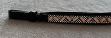 Load image into Gallery viewer, Bridleberry #105 LEATHER BROWBAND W/PEACH &amp; CRYSTALS IN A CHEVRON PATTERN, EDGED IN CRYSTALS
