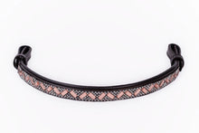 Load image into Gallery viewer, Bridleberry #105 LEATHER BROWBAND W/PEACH &amp; CRYSTALS IN A CHEVRON PATTERN, EDGED IN CRYSTALS

