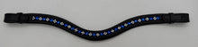 Load image into Gallery viewer, Bridleberry #145 BLACK LEATHER BROWBAND W/BLUE CRYSTALS/GROUP OF 4 SM.CRYSTALS, PATTERN
