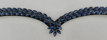 Load image into Gallery viewer, Bridleberry #146 "V"SHAPED BLACK LEATHER BROWBAND W/BLUE MARQUISE CRYSTALS CENTER DROP OF CRYSTALS
