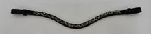 Load image into Gallery viewer, Bridleberry #149 BLACK LEATHER BROWBAND, GREY MARQUISE &amp; ROUND CRYSTALS SET ON GOLD MESH
