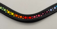 Load image into Gallery viewer, Bridleberry #204 BROWBAND RAINBOW CRYSTAL PATTERN BLACK PADDED LEATHER
