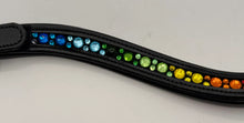 Load image into Gallery viewer, Bridleberry #204 BROWBAND RAINBOW CRYSTAL PATTERN BLACK PADDED LEATHER
