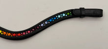 Load image into Gallery viewer, Bridleberry #204 BROWBAND RAINBOW CRYSTAL PATTERN BLACK PADDED LEATHER
