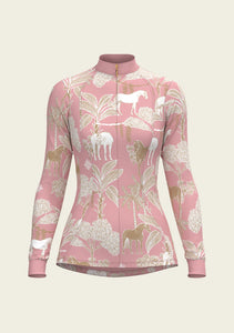 Espoir Island Horses on Rose Quarter Zip Sun Shirt