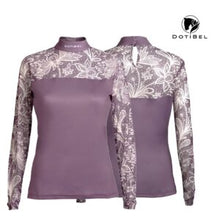 Load image into Gallery viewer, Dotibel Long Sleeve Mesh Shirt/ Dusty Lilac &amp; White Lace
