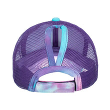 Load image into Gallery viewer, Just Ride Mesh Back Ponytail High Bun Ball Cap Hat Purple
