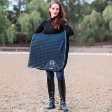 Load image into Gallery viewer, Halter Ego- European Cotton Dressage Saddle Pad - Navy &amp; Gold
